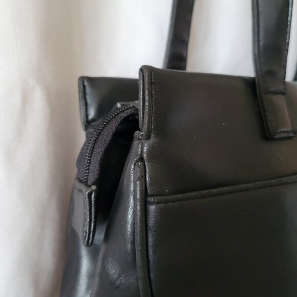Worthington Black Purse Double Strap Vinyl organizer storage organizing EUC - Picture 3 of 13
